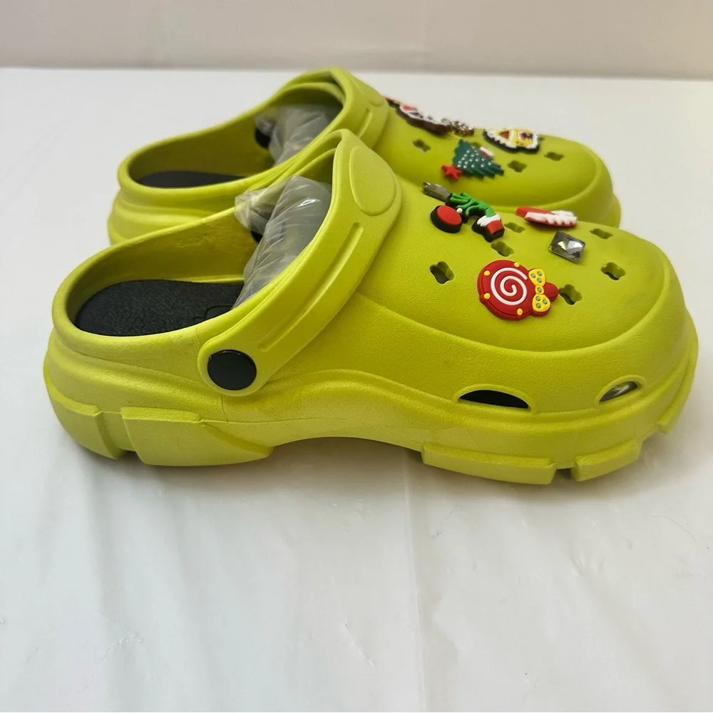 One of a‎ Kind Fashion Bright Green Christmas Platform Clogs (similar to Crocks)